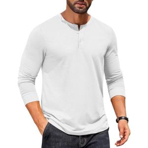 imageCOOFANDY Mens Henley Shirts Long Sleeve Button TShirtWhite