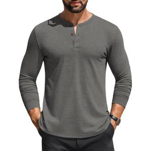 imageCOOFANDY Mens Henley Shirts Long Sleeve Casual Button Shirts Fashion Lightweight Pullover ShirtsDark Grey