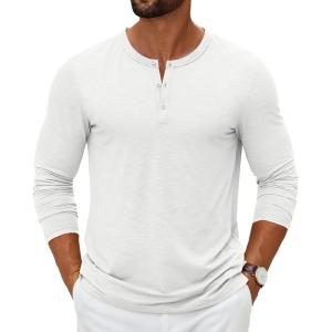 imageCOOFANDY Mens Henley Shirts Long Sleeve Casual Pullover TShirt Fashion Basic Button ShirtstWhite