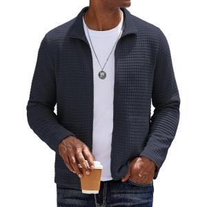 imageCOOFANDY Mens Lightweight Varsity Jacket Casual Bomber Jackets Waffle Zip Up Coat with PocketBlueviolet