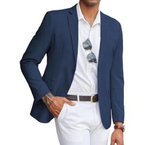 imageCOOFANDY Mens Linen Casual Blazer Slim Fit Sport Coat Two Button Summer Suit Jacket Lightweight Business Sport JacketNavy Blue