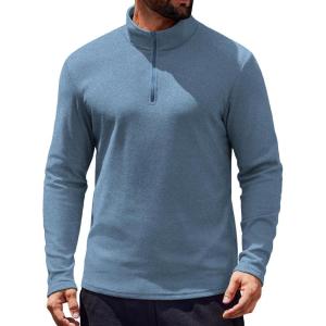 imageCOOFANDY Mens Long Sleeve Athletic Shirts 14 Pullover Zip T ShirtsDark Blue
