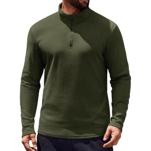 imageCOOFANDY Mens Long Sleeve Athletic Shirts 14 Pullover Zip T ShirtsDark Green