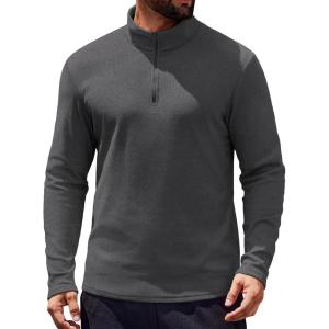 imageCOOFANDY Mens Long Sleeve Athletic Shirts 14 Pullover Zip T ShirtsHeather Grey