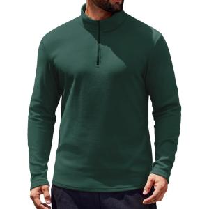 imageCOOFANDY Mens Long Sleeve Athletic Shirts 14 Pullover Zip T ShirtsLake Green