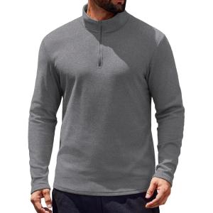 imageCOOFANDY Mens Long Sleeve Athletic Shirts 14 Pullover Zip T ShirtsLight Grey