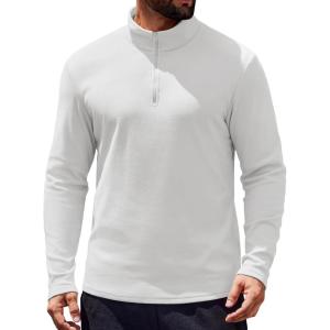 imageCOOFANDY Mens Long Sleeve Athletic Shirts 14 Pullover Zip T ShirtsWhite