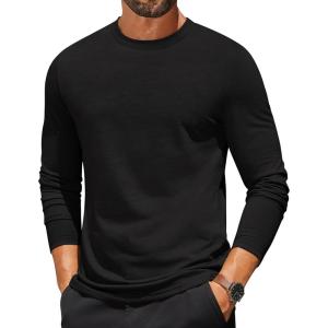 imageCOOFANDY Mens Long Sleeve T Shirts Crew Neck Casual Basic Tee Shirt Lightweight Pullover Shirts1 Packblack