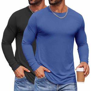 imageCOOFANDY Mens Long Sleeve Tee Shirts Crew Neck TShirt Casual Pullover Basic Tees Soft Stretch TshirtsBlacknavy