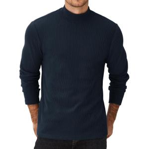 imageCOOFANDY Mens Mock Turtleneck Sweater Long Sleeve Half Neck Pullover Thermal Casual Ribbed High Neck Pullover SweaterDark Blue