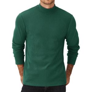 imageCOOFANDY Mens Mock Turtleneck Sweater Long Sleeve Half Neck Pullover Thermal Casual Ribbed High Neck Pullover SweaterDark Green
