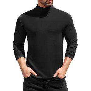 imageCOOFANDY Mens Mock Turtleneck TShirts Long Sleeve Solid Color Tees Shirts Basic Casual Slim Fit Pullover T ShirtsBlack
