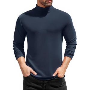 imageCOOFANDY Mens Mock Turtleneck TShirts Long Sleeve Solid Color Tees Shirts Basic Casual Slim Fit Pullover T ShirtsDark Blue
