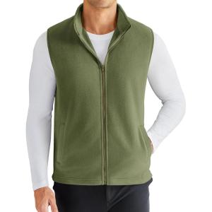 imageCOOFANDY Mens Polar Fleece Vest Lightweight Sleeveless Zip Up Jacket Casual Outerwear Outdoor Golf VestsArmy Green