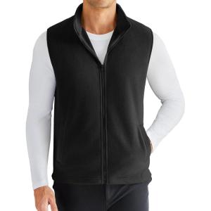imageCOOFANDY Mens Polar Fleece Vest Lightweight Sleeveless Zip Up Jacket Casual Outerwear Outdoor Golf VestsBlack