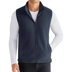 imageCOOFANDY Mens Polar Fleece Vest Lightweight Sleeveless Zip Up Jacket Casual Outerwear Outdoor Golf VestsDark Blue