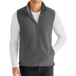 imageCOOFANDY Mens Polar Fleece Vest Lightweight Sleeveless Zip Up Jacket Casual Outerwear Outdoor Golf VestsDark Grey