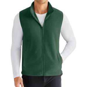 imageCOOFANDY Mens Polar Fleece Vest Lightweight Sleeveless Zip Up Jacket Casual Outerwear Outdoor Golf VestsEvergreen