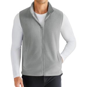 imageCOOFANDY Mens Polar Fleece Vest Lightweight Sleeveless Zip Up Jacket Casual Outerwear Outdoor Golf VestsLight Grey