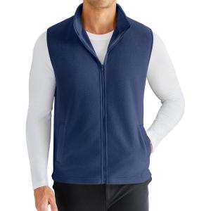 imageCOOFANDY Mens Polar Fleece Vest Lightweight Sleeveless Zip Up Jacket Casual Outerwear Outdoor Golf VestsNavy Blue
