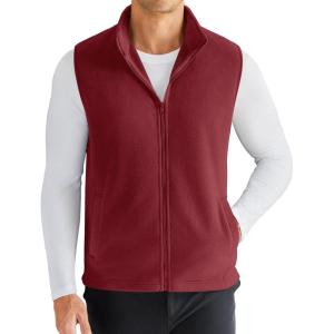 imageCOOFANDY Mens Polar Fleece Vest Lightweight Sleeveless Zip Up Jacket Casual Outerwear Outdoor Golf VestsWine Red