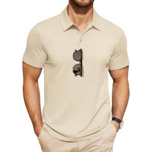 imageCOOFANDY Mens Polo Shirts Short Sleeve Pique Jersey Golf Shirt Casual Summer Collared TShirtsLight Khaki