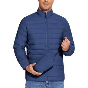 imageCOOFANDY Mens Puffer Jacket Packable Lightweight Jackets Winter Coat Windproof Zipper Down JacketDenim Blue