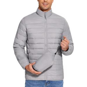 imageCOOFANDY Mens Puffer Jacket Packable Lightweight Jackets Winter Coat Windproof Zipper Down JacketLight Grey