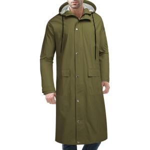 imageCOOFANDY Mens Rain Jacket with Hood Waterproof Lightweight Active Long RaincoatArmy Green
