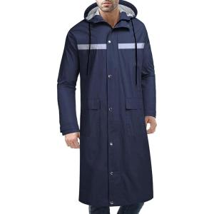 imageCOOFANDY Mens Rain Jacket with Hood Waterproof Lightweight Active Long RaincoatBluereflective Strip
