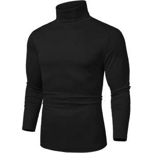 imageCOOFANDY Mens Slim Fit Basic Turtleneck Long Sleeve Lightweight Pullover Sweaters Casual Knitted TopsAll Black