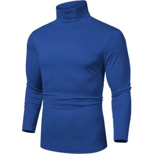 imageCOOFANDY Mens Slim Fit Basic Turtleneck Long Sleeve Lightweight Pullover Sweaters Casual Knitted TopsBlue