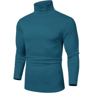 imageCOOFANDY Mens Slim Fit Basic Turtleneck Long Sleeve Lightweight Pullover Sweaters Casual Knitted TopsDenim Blue