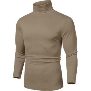 imageCOOFANDY Mens Slim Fit Basic Turtleneck Long Sleeve Lightweight Pullover Sweaters Casual Knitted TopsDull Brown