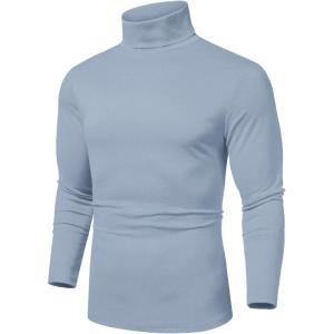 imageCOOFANDY Mens Slim Fit Basic Turtleneck Long Sleeve Lightweight Pullover Sweaters Casual Knitted TopsGray Blue