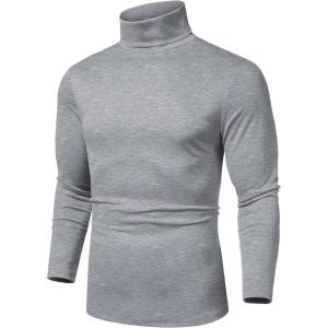 imageCOOFANDY Mens Slim Fit Basic Turtleneck Long Sleeve Lightweight Pullover Sweaters Casual Knitted TopsGrey
