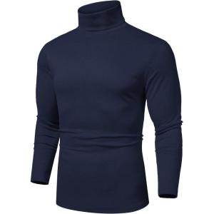 imageCOOFANDY Mens Slim Fit Basic Turtleneck Long Sleeve Lightweight Pullover Sweaters Casual Knitted TopsNavy