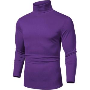 imageCOOFANDY Mens Slim Fit Basic Turtleneck Long Sleeve Lightweight Pullover Sweaters Casual Knitted TopsPurple