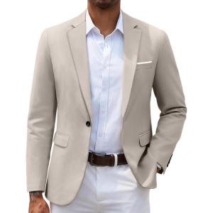 imageCOOFANDY Mens Slim Fit Casual Blazers Lightweight Sport Coats One Button Suit JacketsLight Grey