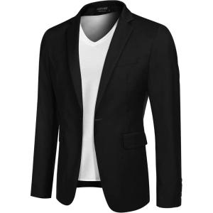 imageCOOFANDY Mens Sport Coat Casual Blazer One Button Business Suit JacketBlack