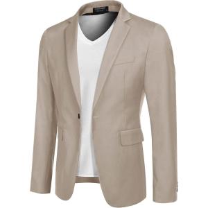 imageCOOFANDY Mens Sport Coat Casual Blazer One Button Business Suit JacketKhaki