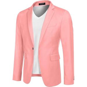imageCOOFANDY Mens Sport Coat Casual Blazer One Button Business Suit JacketPink