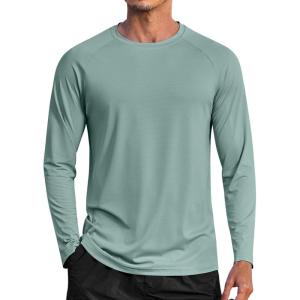 imageCOOFANDY Mens Sun Protection Shirts Long Sleeve Rash Guard Swim TShirts Lightweight Quick Dry Fishing ShirtsGrey Green
