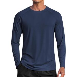 imageCOOFANDY Mens Sun Protection Shirts Long Sleeve Rash Guard Swim TShirts Lightweight Quick Dry Fishing ShirtsNavy Blue