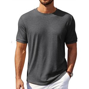 imageCOOFANDY Mens T Shirt Short Sleeve Crew Neck TShirt Casual Summer Tshirt Classic Basic Tee ShirtDark Gray