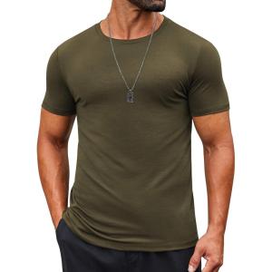imageCOOFANDY Mens T Shirt Short Sleeve Crew Neck TShirts Casual Summer Classic Basic TeesArmy Green