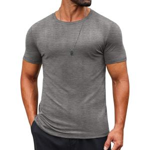 imageCOOFANDY Mens T Shirt Short Sleeve Crew Neck TShirts Casual Summer Classic Basic TeesGrey