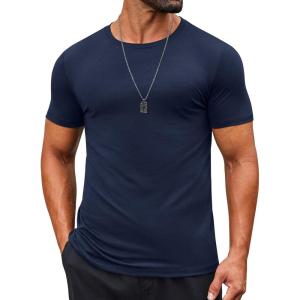 imageCOOFANDY Mens T Shirt Short Sleeve Crew Neck TShirts Casual Summer Classic Basic TeesNavy Blue