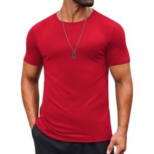 imageCOOFANDY Mens T Shirt Short Sleeve Crew Neck TShirts Casual Summer Classic Basic TeesRed