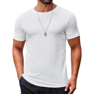 imageCOOFANDY Mens T Shirt Short Sleeve Crew Neck TShirts Casual Summer Classic Basic TeesWhite
